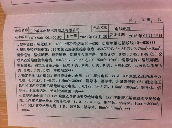 生产许可证明细